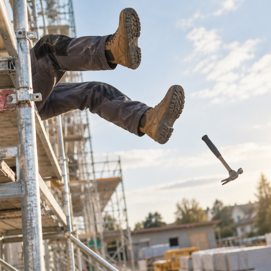 Absicherung bei Unfall Arbeitsunfall auf einer Baustelle als Beispiel für persönliche Absicherung